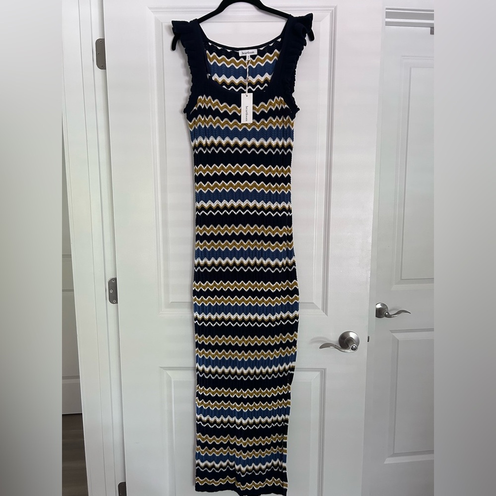 Heartloom Zigzag Maxi Dress in Black, Blue, and Cream